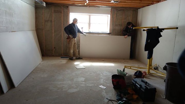 More drywall went up in the basement this weekend. Soon, this room will contain a special virtual reality system to provide vocational training in a s