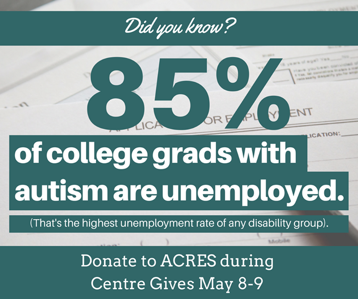 In 4 days, you can make a difference. Donate to the ACRES Project during Centre Gives and help provide adults with autism with employment opportunitie